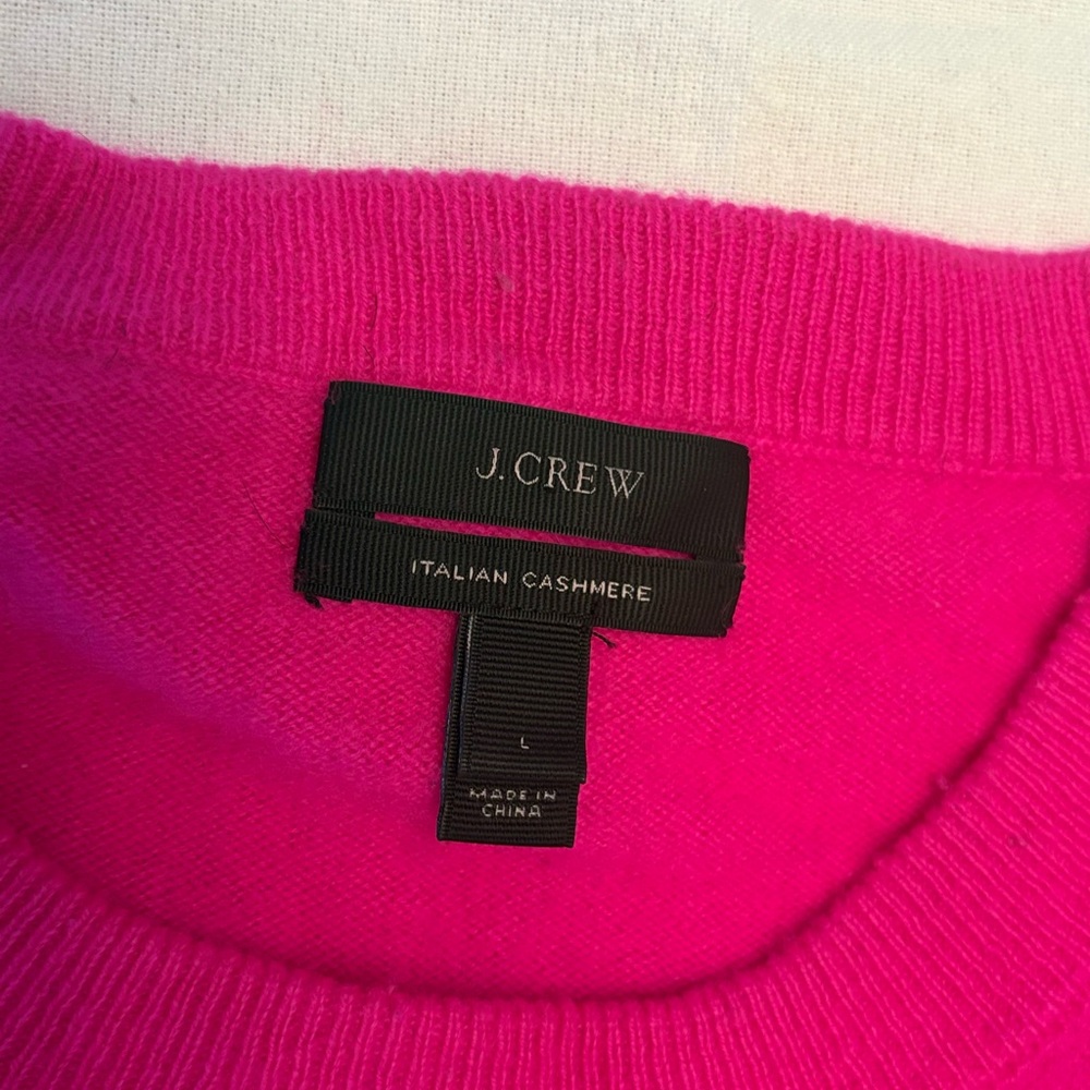 J. Crew Pink Crew Neck Sweater Vibrant Fuchsia. Some pilling.